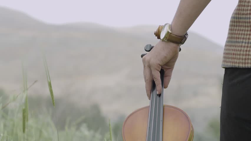 Violinist playing violin in a farm 2 