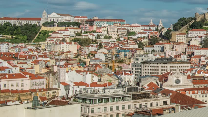 Lisbon, Portugal skyline towards Sao Jorge Castle | Shutterstock HD Video #30346975