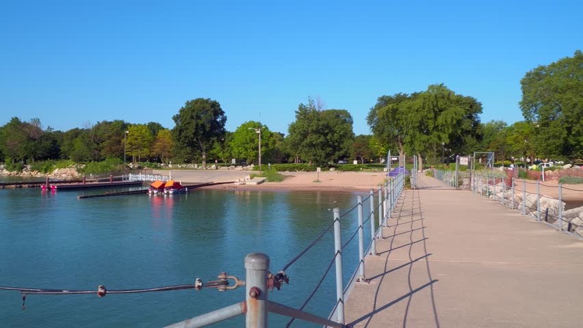Dog Beach Evanston Chicago panning ground shot