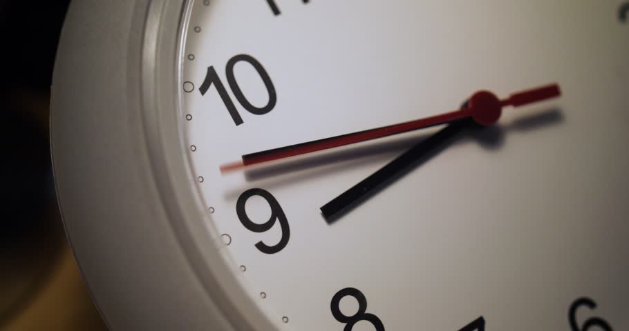 Close up shot of a household clock's second hand stuck at the 9-o'clock position. The battery is too depleted for it to keep accurate time.	 Royalty-Free Stock Footage #30361732