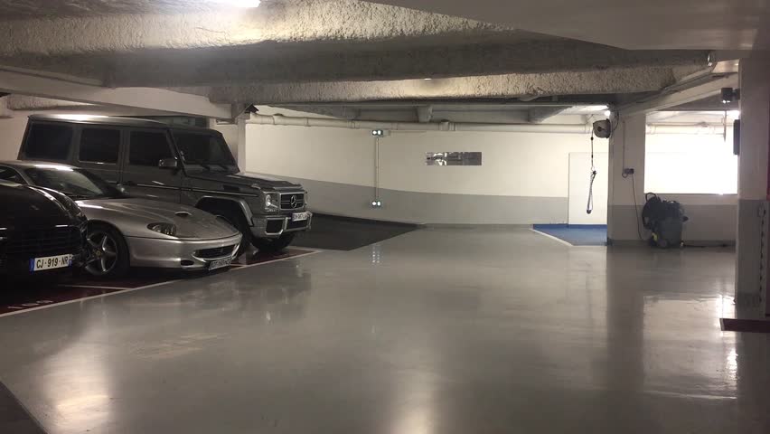 Ferrari 250 GTE super car parking in luxury garage for VIP persons. men driving grey vintage ferrari, exclusive ferrari to garage. sport car ferrari gte 250. 02 September 2017, France, Paris. FULL HD. Royalty-Free Stock Footage #30363742