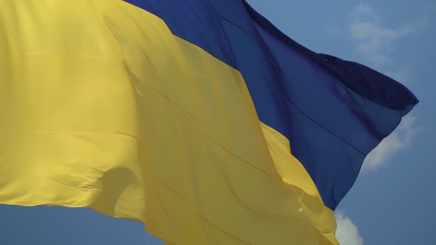 ukrainian national flag against the sky Royalty-Free Stock Footage #30365899