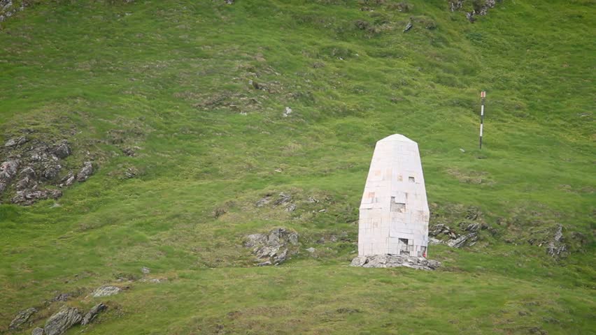 A monument in Fogaras mountains Transylvania at 2300 meters altitude near a tral Balea