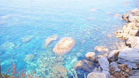 Beautiful coastline near Cinque Terre, Liguria, Italy.
