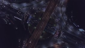 Aerial view  of the expressway, motorway and highway in the detail of circus intersection 