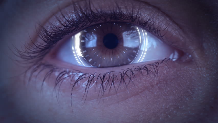 Close-up of high tech cyber eye with futuristic hud hologram | Shutterstock HD Video #30377704