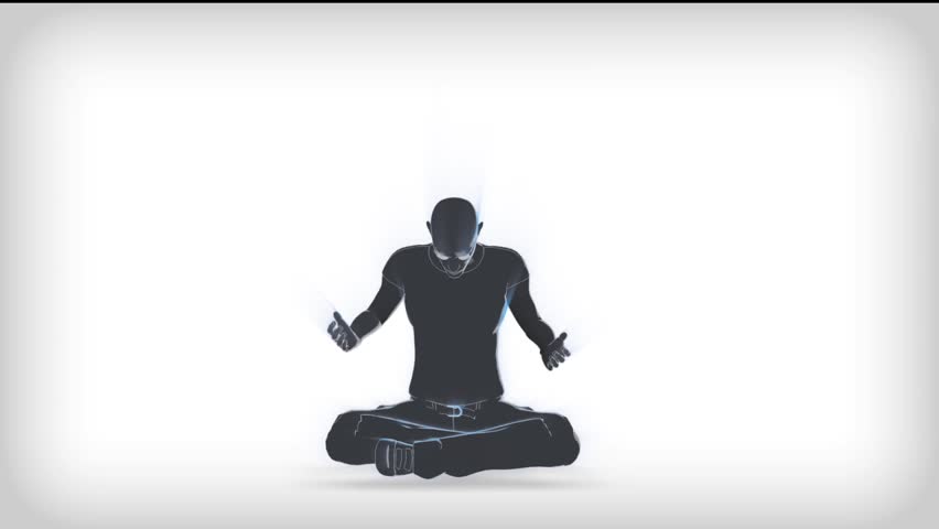 praying or grieving person animation is presented of particles flying through