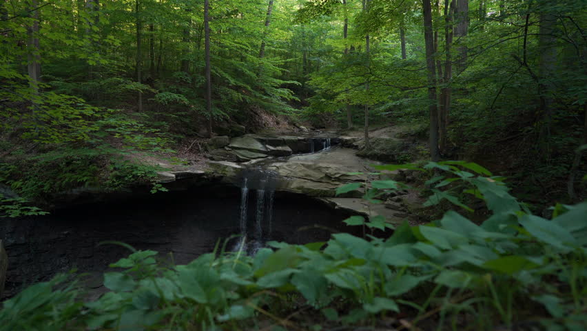 Waterfall Crane Shot at Blue Hen Falls in Cuyahoga Valley National Park