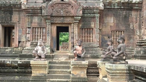 SIEM REAP, CAMBODIA- JUNE, 30 2017: morning shot of the main sanctuary of banteay srei temple in angkor, cambodia