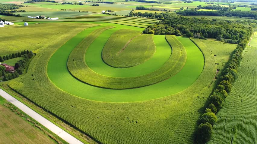Scenic Strip cropping makes agricultural landscape more beautiful.
