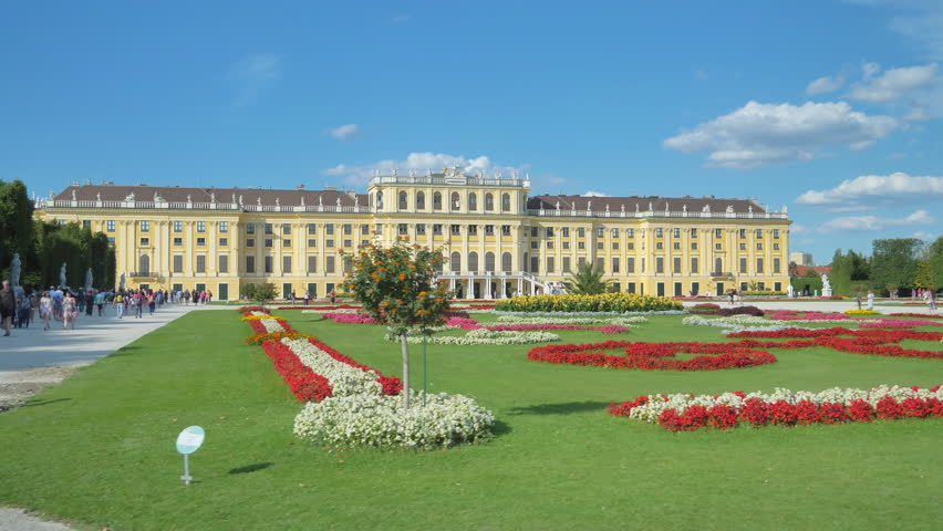 Vienna,01/08/2017:schonbrunn palace timelapse in motion hyperlapse sunny day