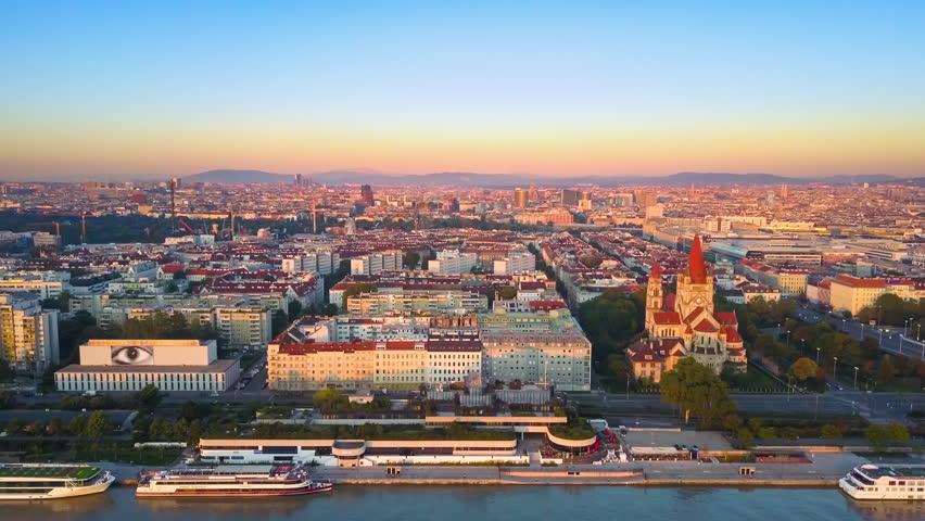 vienna aerial view at sunrise Royalty-Free Stock Footage #30425533