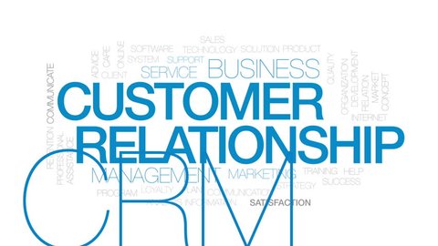 Customer relationship animated word cloud, text design animation. Kinetic typography.