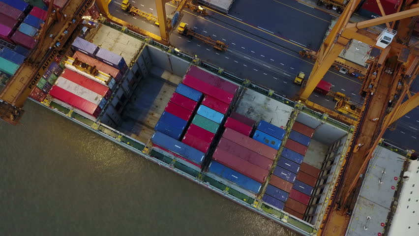 4K loading cargo container from ship Royalty-Free Stock Footage #30434470