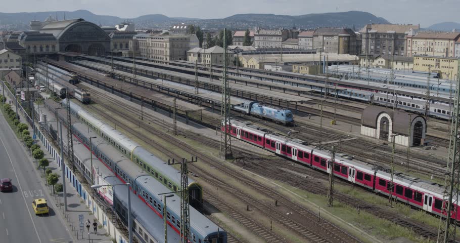 Aerial view of Budapest - Keleti Railway Station 