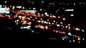 Video blurry lights of traffic at night