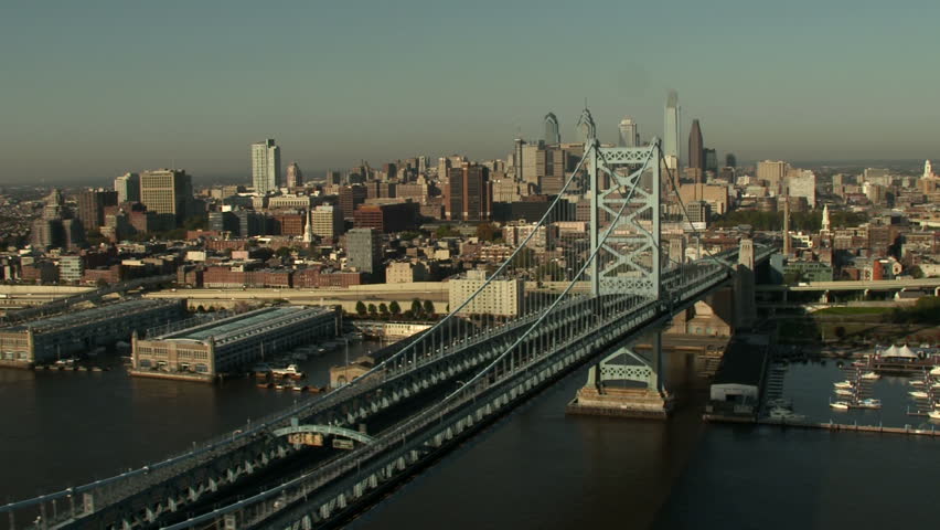 Aerial shot of Philadelphia from the Ben Franklin bridge.