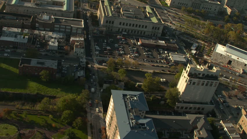 Aerial shot of rooftops in Philadelphia