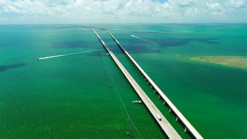 7 mile bridge. Aerial view. Florida Keys, Marathon, USA. 
