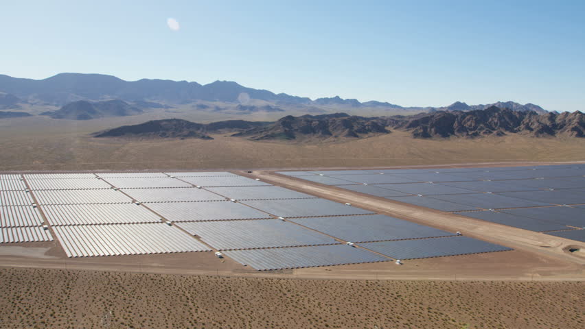 aerial desert view boulder solar project Stock Footage Video (100% ...