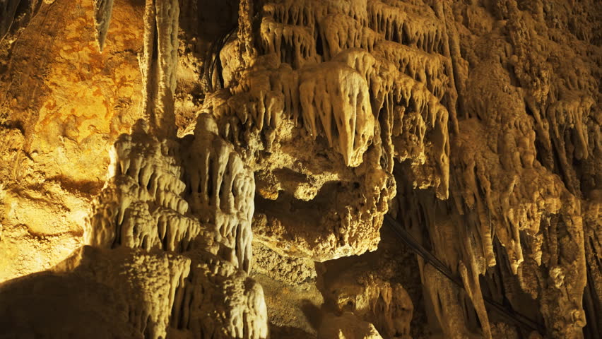 limestone formations in the cathedral room of lewis and clark caverns in montana, usa