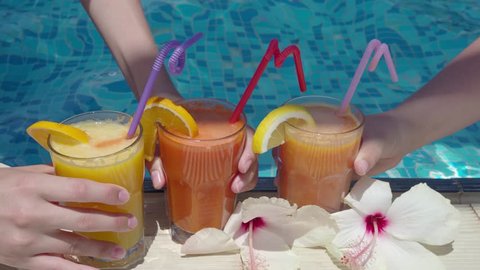 Natural fresh juice by the pool. 4K