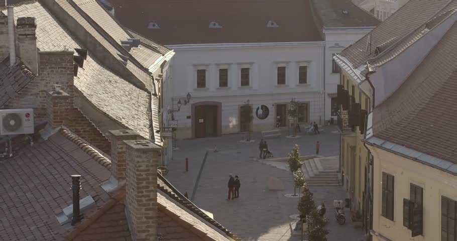 Aerial view of Pecs Downtown - historic street