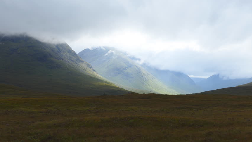 View of the mountains and clouds. Scotland.