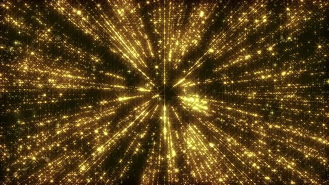 Golden background and sparkles, abstract animation 