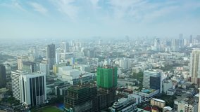 Abstract cityscape of Bangkok. Thailand. in timelapse. with high speed traffic and modern. highrise architecture. FullHD 1080p footage