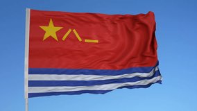 Looping flag for Hong Kong Sar Naval Patrol on flag pole, blowing beautifully in the wind. Includes alpha matte.