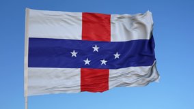 Looping flag for Netherlands Antilles on flag pole, blowing beautifully in the wind. Includes alpha matte.