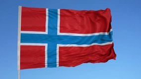 Looping flag for Norway on flag pole, blowing beautifully in the wind. Includes alpha matte.