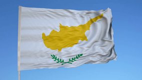 Looping flag for Cyprus on flag pole, blowing beautifully in the wind. Includes alpha matte.