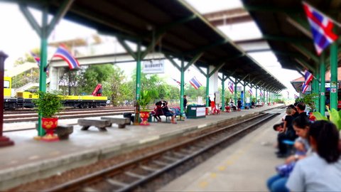 BANGKOK, THAILAND - MARCH, 2017: time lapse of Chachoengsao train station in Bangkok.