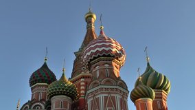 Video footage of Saint Basil Cathedral on the Red square in Moscow, Russia