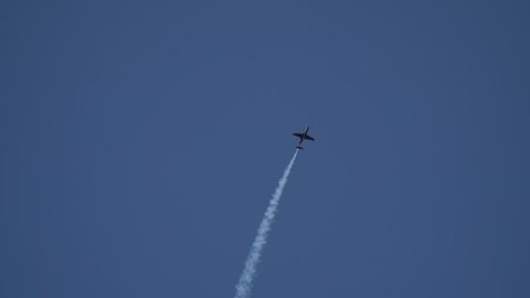 The  jet aircraft performs an aerobatics figure called Kulbit