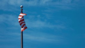 High quality video of USA flag waving in wind in 4K