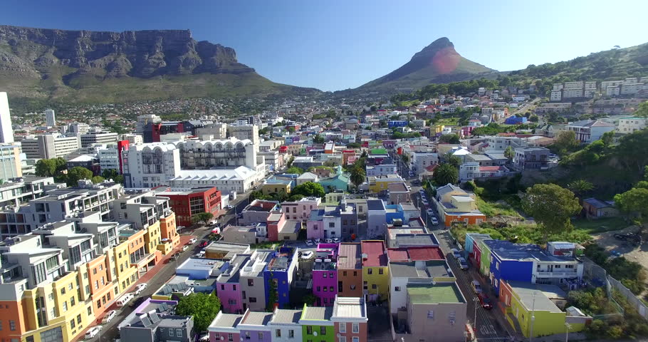 Aerial Over Bo Kaap Houses in City of Cape Town, South Africa