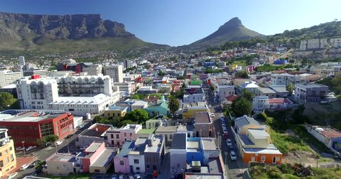 Aerial Over Bo Kaap Houses in City of Cape Town, South Africa