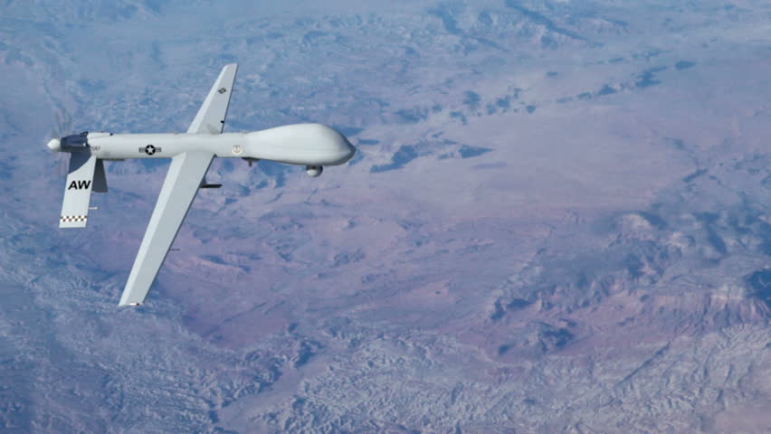 An unarmed Predator drone conducting surveillance in the Middle East.
