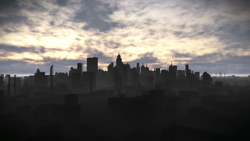 Sunset in a city