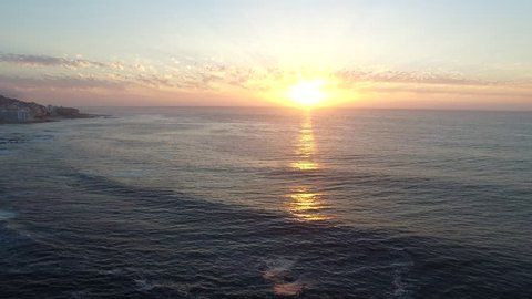 Sunset over the Ocean in Cape Town Aerial View
