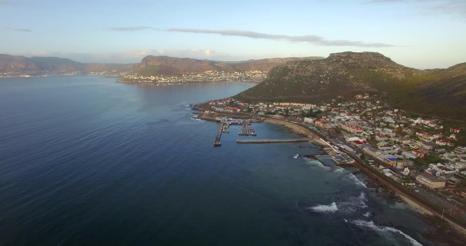 Kalk Bay Harbour in Cape Town Aerial Fly over View