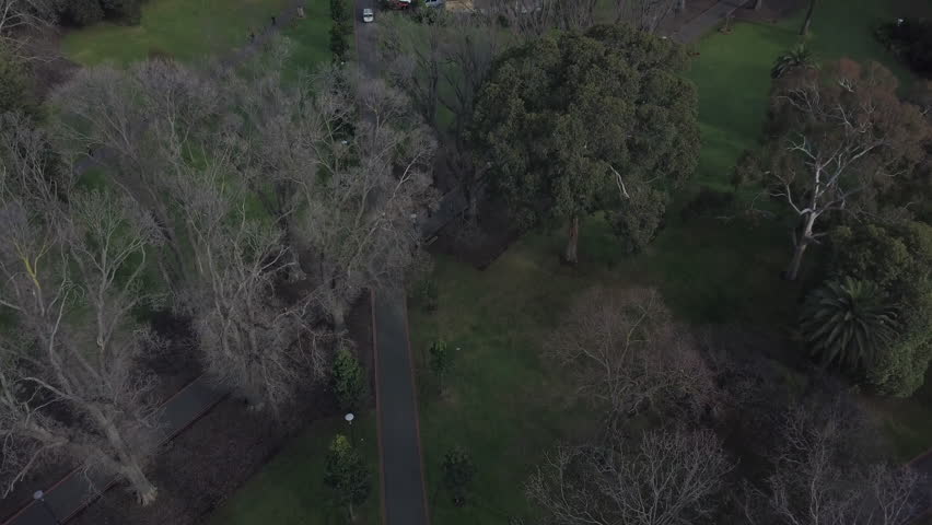 Aerial view of the Central Business District (CBD) of Melbourne, capital of Victoria, Australia, viewed from Fitzroy Gardens in the city