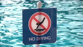 
High quality video of no diving sign in real 1080p slow motion 250fps