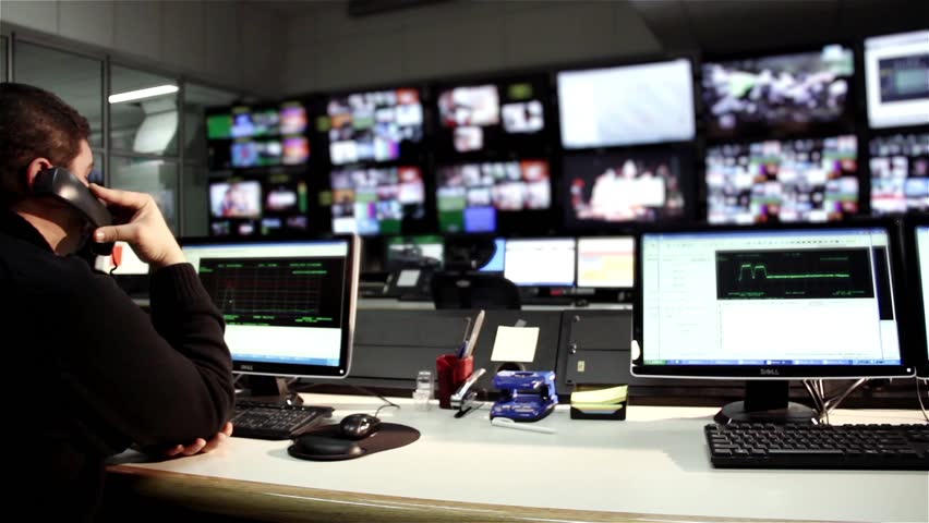 Man at TV Station Control Room.   Royalty-Free Stock Footage #30574525