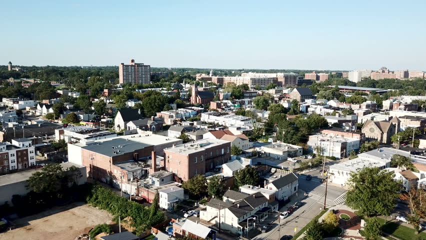 Hampden Baltimore Aerial Panning Shot Stock Footage Video (100% Royalty ...