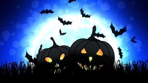 Halloween Background Animation Concept Spooky Pumpkins Stock Footage ...