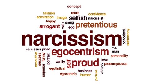Narcissism animated word cloud, text design animation.